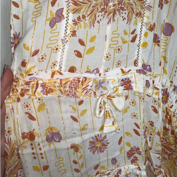 Poupette St. Barth Clara V Mini Dress White/Orange Rivera Medium Synch Waist - Picture 6 of 10